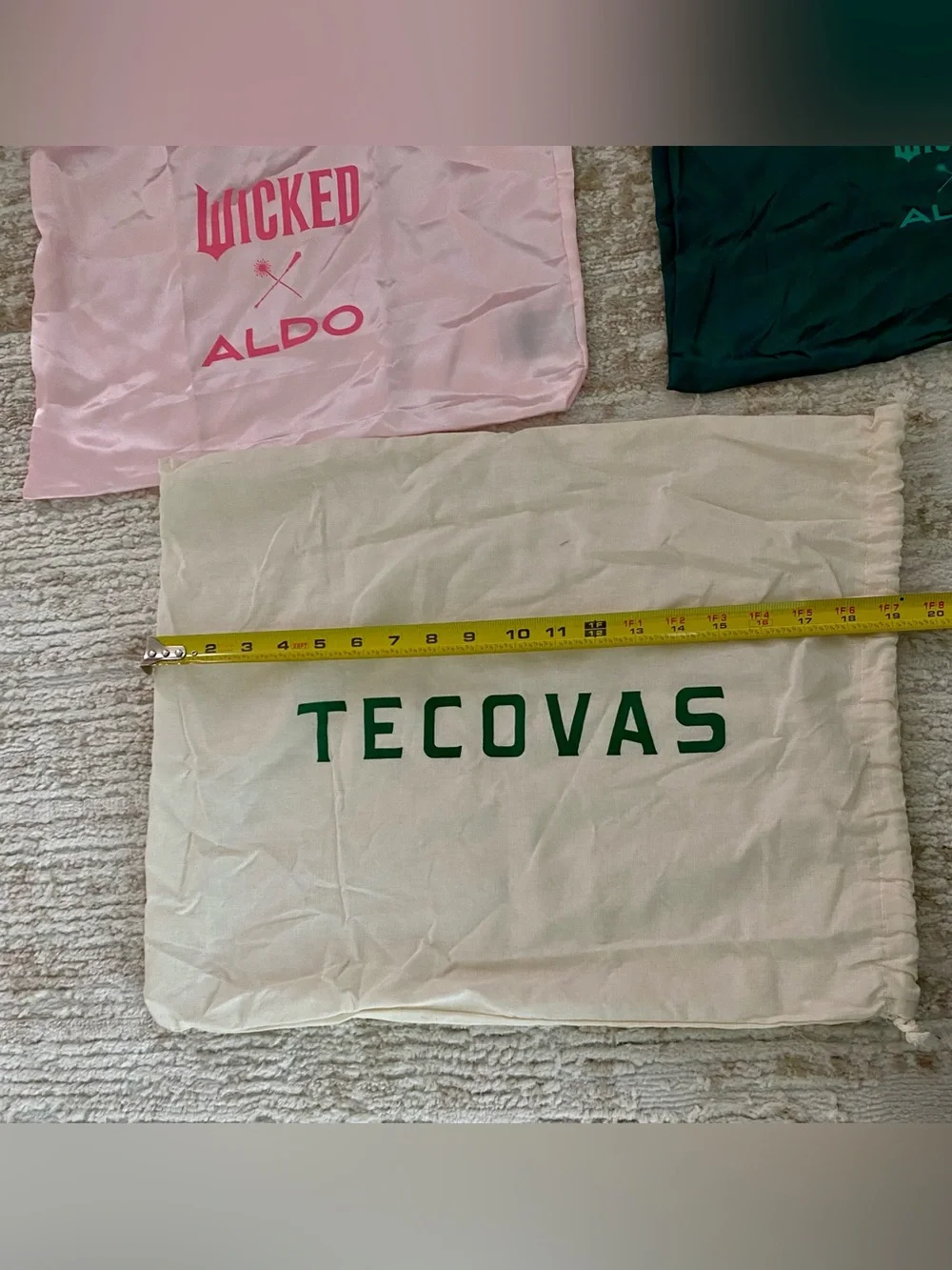 Aldo Satin Wicked Dust Bag Pair in Pink and Teal and Tecovas